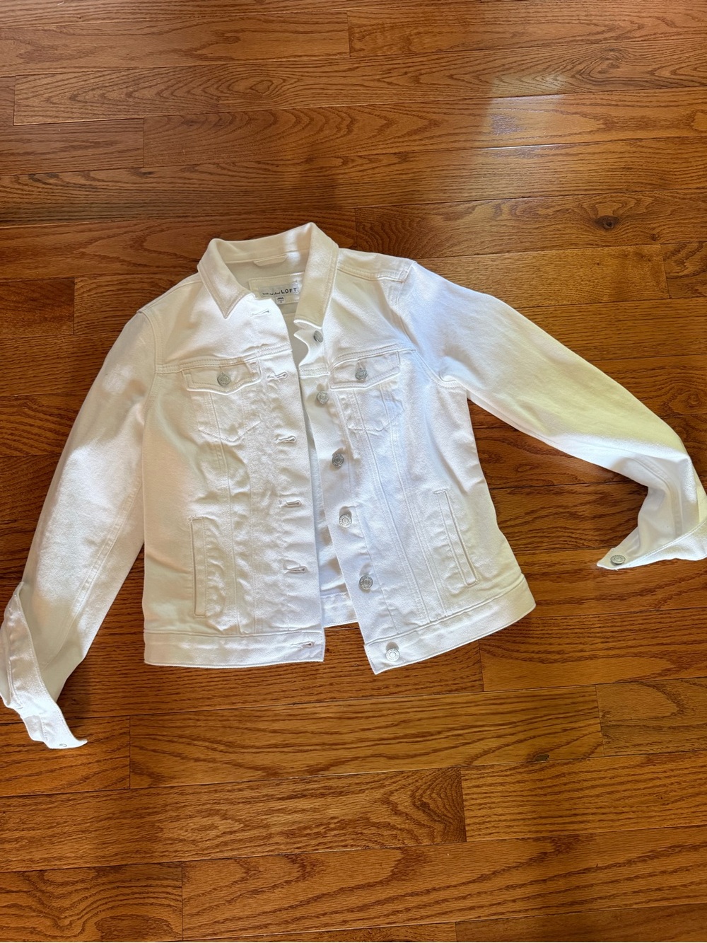 LOFT White Denim Jacket - Button-Front Jean Jacket